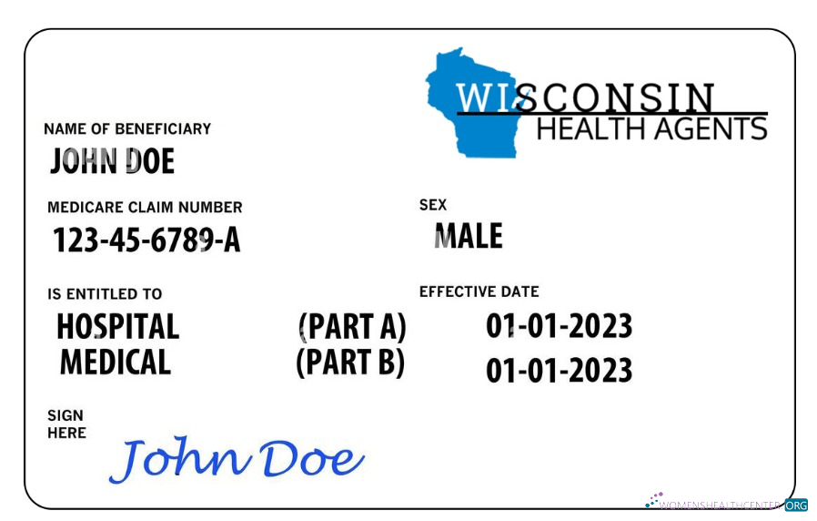Download Wisconsin health insurance card Photoshop template